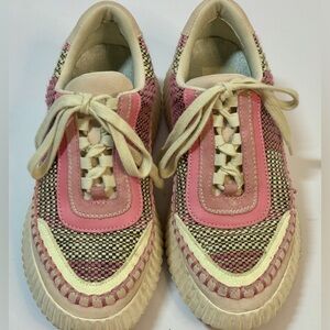 Dolce Vita Pink and Cream Woven Lace-Up Sneakers